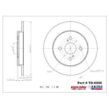 2012 Toyota Yaris Disc Brake Rotor Rear Eurorotor TO6006 image 1 of 1