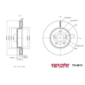 2018 Toyota C-HR Disc Brake Rotor Front Eurorotor TO6013 image 1 of 1