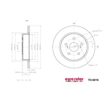 2018 Toyota C-HR Disc Brake Rotor Rear Eurorotor TO6016 image 1 of 1