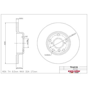 2000 Lexus RX300 Disc Brake Rotor Rear Eurorotor TO6115 image 1 of 1
