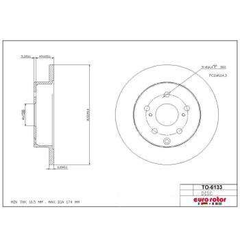 2012 Lexus HS250h Disc Brake Rotor Rear Eurorotor TO6133 image 1 of 1