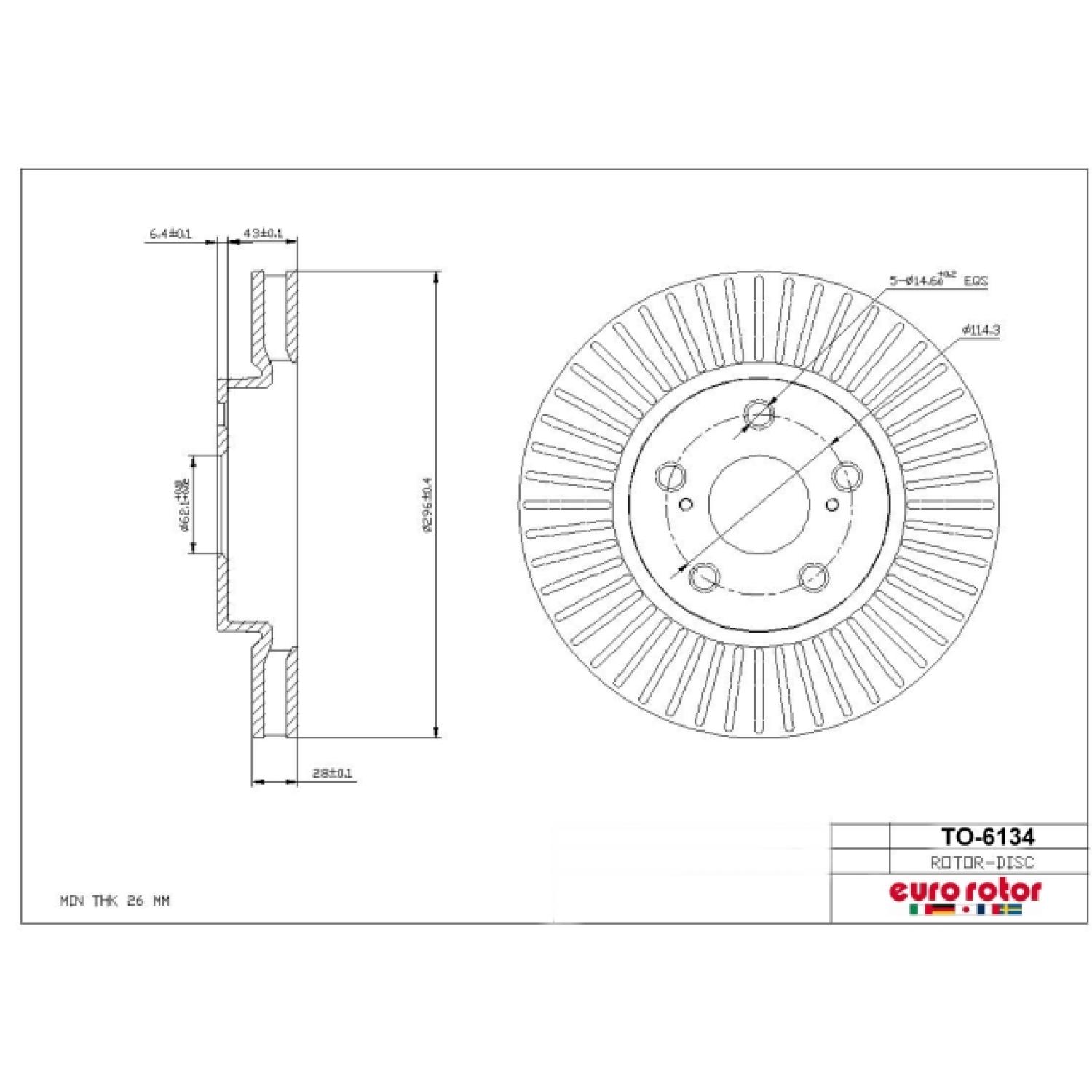 Eurorotor TO6134 - Disc Brake Rotor Eurorotor TO6134 Disc Brake Rotor product image 1 of 1