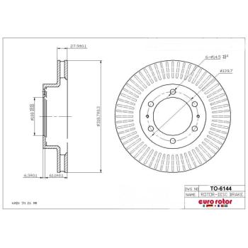 2013 Toyota FJ Cruiser Disc Brake Rotor Front Eurorotor TO6144 image 1 of 1