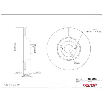 2007 Scion TC Disc Brake Rotor Front Eurorotor TO6150 image 1 of 1
