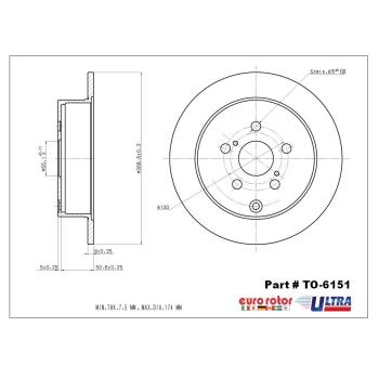 2007 Scion TC Disc Brake Rotor Rear Eurorotor TO6151 image 1 of 1
