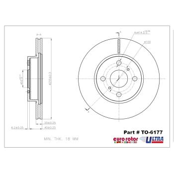 2015 Scion iQ Disc Brake Rotor Front Eurorotor TO6177 image 1 of 1
