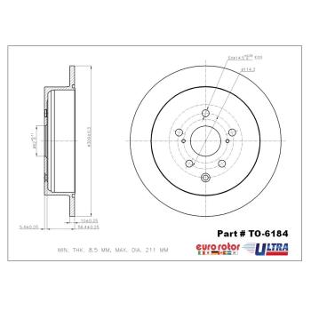 2015 Lexus RX450h Disc Brake Rotor Rear Eurorotor TO6184 image 1 of 1
