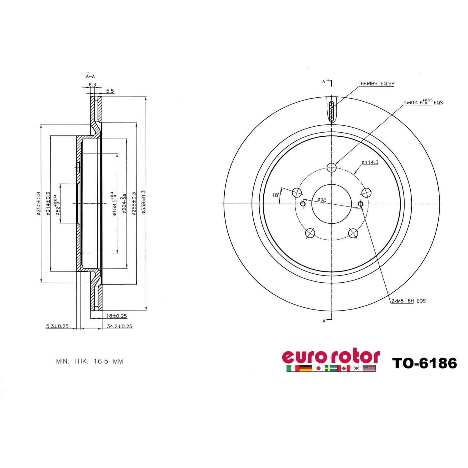 Eurorotor TO6186 - Disc Brake Rotor Eurorotor TO6186 Disc Brake Rotor product image 1 of 1