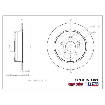 2019 Toyota Mirai Disc Brake Rotor Rear Eurorotor TO6190 image 1 of 1