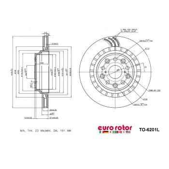 2021 Lexus LS500 Disc Brake Rotor Rear Left Eurorotor TO6201L image 1 of 1