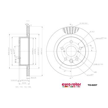 2021 Lexus RC350 Disc Brake Rotor Rear Eurorotor TO6207 image 1 of 1