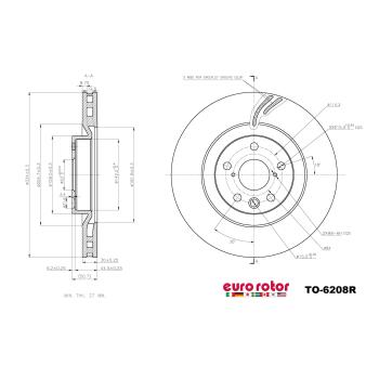 2021 Lexus RC350 Disc Brake Rotor Front Right Eurorotor TO6208R image 1 of 1