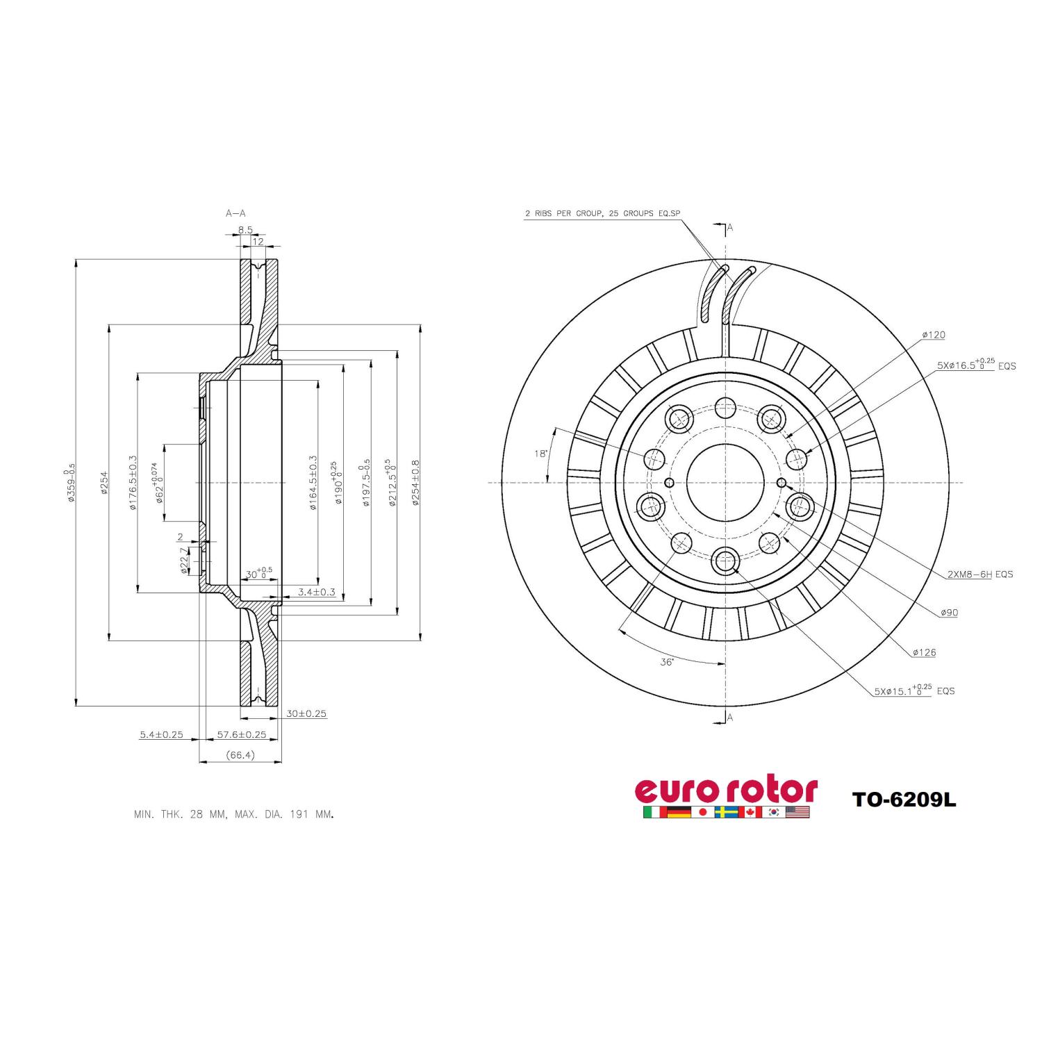 Eurorotor TO6209L - Disc Brake Rotor Eurorotor TO6209L Disc Brake Rotor product image 1 of 1