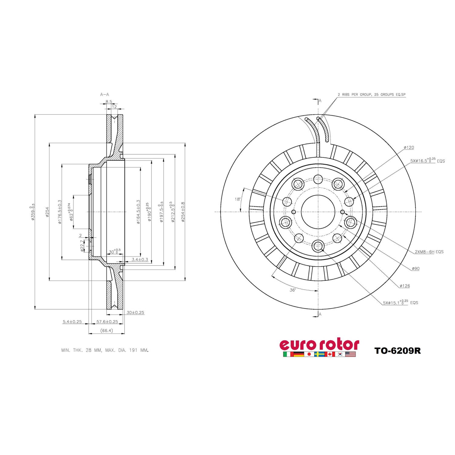 Eurorotor TO6209R - Disc Brake Rotor Eurorotor TO6209R Disc Brake Rotor product image 1 of 1