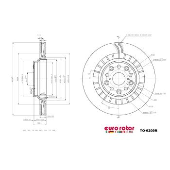2021 Lexus LC500h Disc Brake Rotor Rear Right Eurorotor TO6209R image 1 of 1