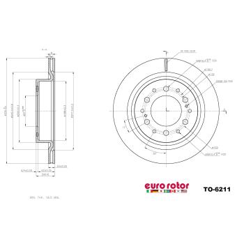 2022 Lexus LX600 Disc Brake Rotor Rear Eurorotor TO6211 image 1 of 1