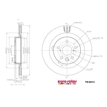 2023 Lexus NX350h Disc Brake Rotor Rear Eurorotor TO6213 image 1 of 1