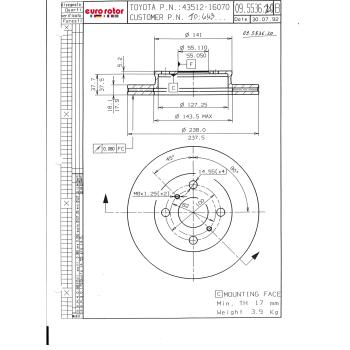 1999 Toyota Paseo Disc Brake Rotor