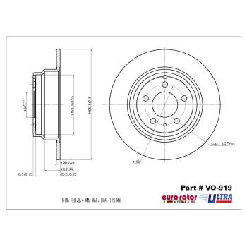 2000 Volvo C70 Disc Brake Rotor Rear Eurorotor VO919 image 1 of 1