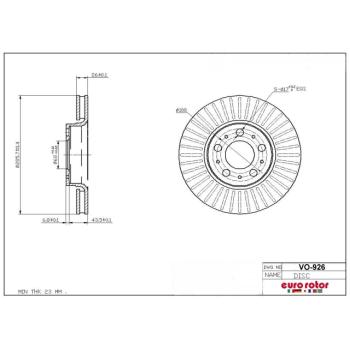 2007 Volvo S60 Disc Brake Rotor Front Eurorotor VO926 image 1 of 1