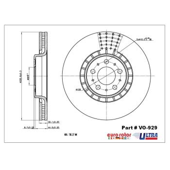 2009 Volvo XC90 Disc Brake Rotor Front Eurorotor VO929 image 1 of 1