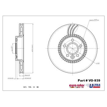 2018 Volvo S60 Disc Brake Rotor Front Eurorotor VO939 image 1 of 1