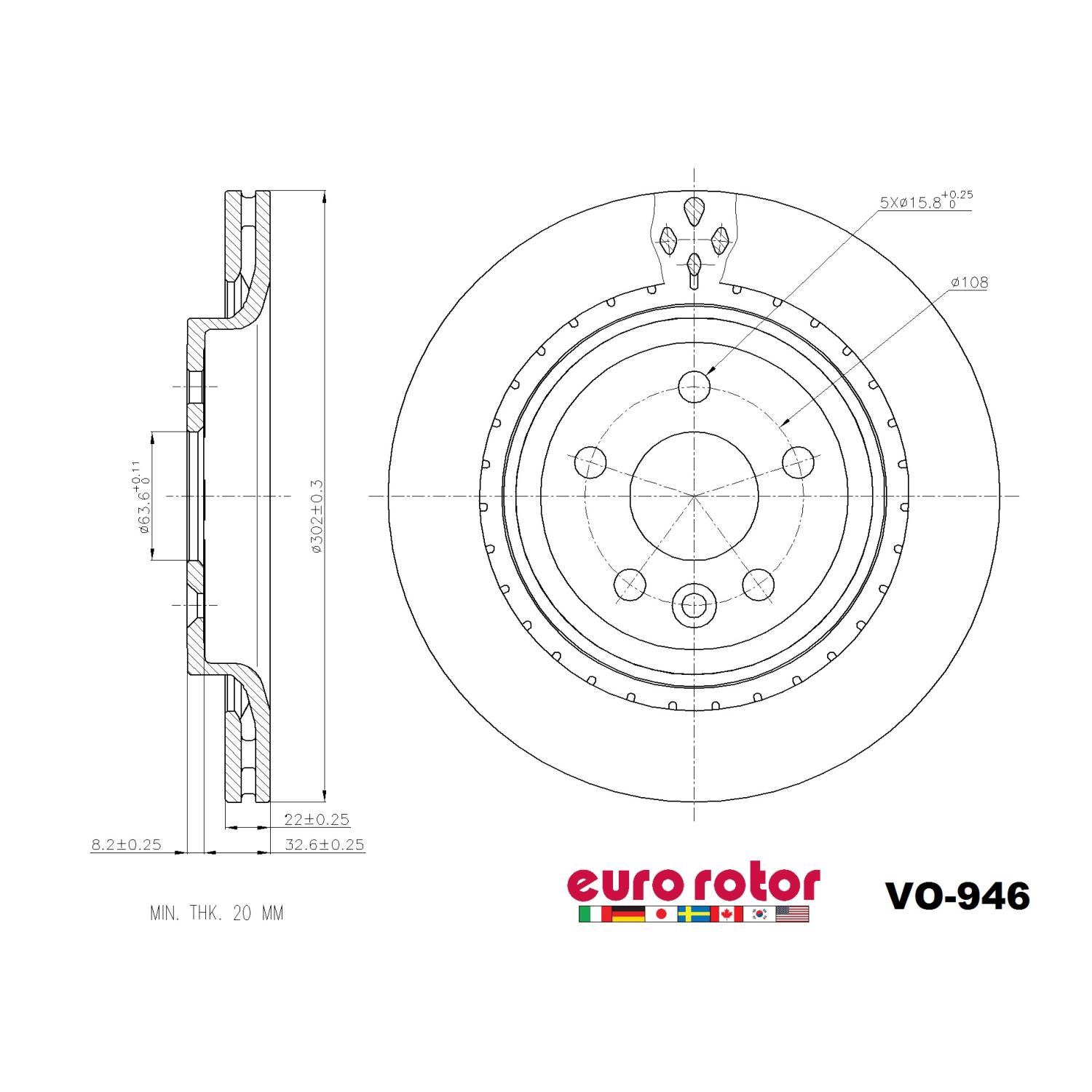 Eurorotor VO946 Disc Brake Rotor product image 1 of 1