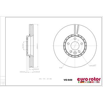2015 Volvo XC60 Disc Brake Rotor Front Eurorotor VO949 image 1 of 1
