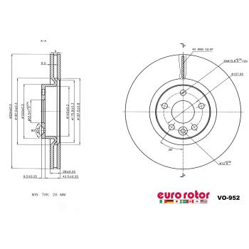 2017 Volvo XC60 Disc Brake Rotor Front Eurorotor VO952 image 1 of 1