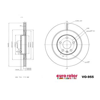 2023 Volvo XC90 Disc Brake Rotor Rear Eurorotor VO955 image 1 of 1