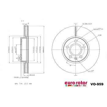 2021 Volvo S60 Disc Brake Rotor Front Eurorotor VO959 image 1 of 1