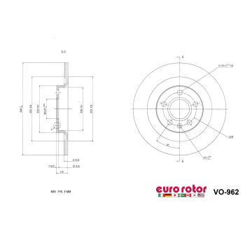 2019 Volvo XC40 Disc Brake Rotor Rear Eurorotor VO962 image 1 of 1