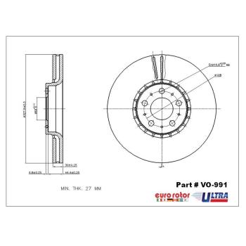 2014 Volvo XC90 Disc Brake Rotor Front Eurorotor VO991 image 1 of 1