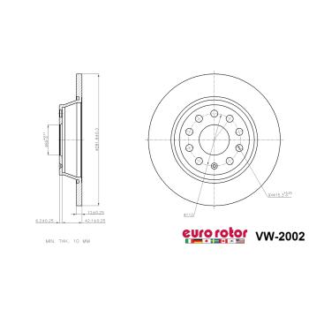 2015 Audi Q3 Disc Brake Rotor Rear Eurorotor VW2002 image 1 of 1