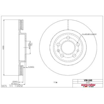 1999 Volkswagen Jetta Disc Brake Rotor Front Eurorotor VW249 image 1 of 1