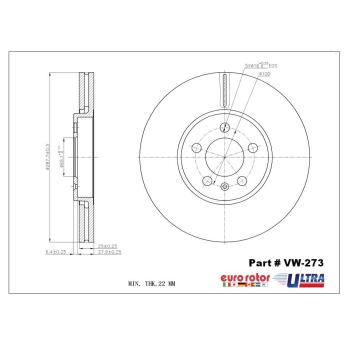 1999 Volkswagen Jetta Disc Brake Rotor Front Eurorotor VW273 image 1 of 1