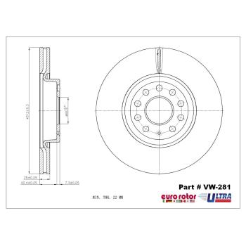 2013 Audi A3 Disc Brake Rotor Front Eurorotor VW281 image 1 of 1