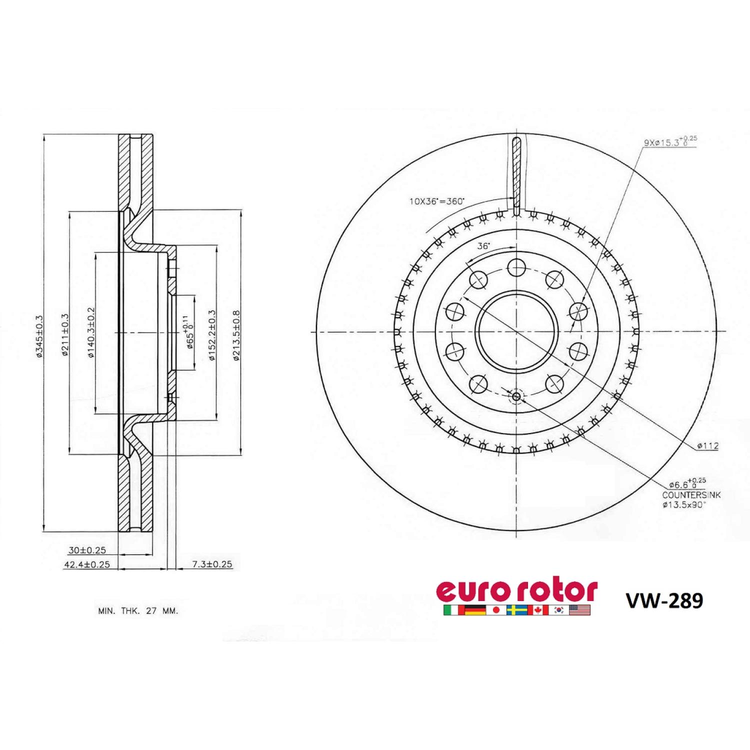 Eurorotor VW289 - Disc Brake Rotor Eurorotor VW289 Disc Brake Rotor product image 1 of 1