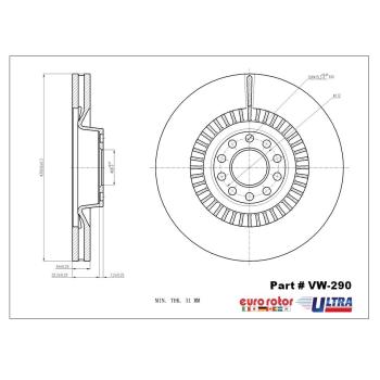 2009 Audi S8 Disc Brake Rotor Front Eurorotor VW290 image 1 of 1