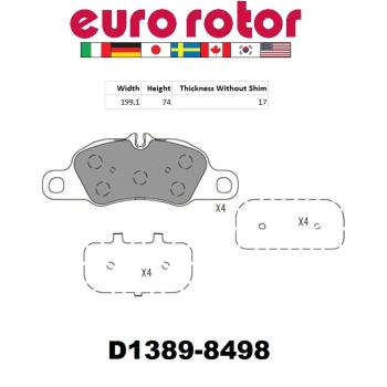 2014 Porsche Cayman Disc Brake Pad Front Eurorotor XD1389 image 1 of 1
