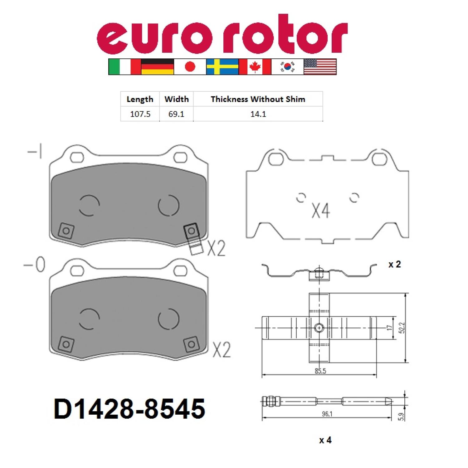 Eurorotor XD1428H Disc Brake Pad product image 1 of 1