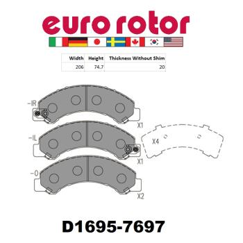 2017 Hino 155 Disc Brake Pad Front Eurorotor XD1695H image 1 of 1