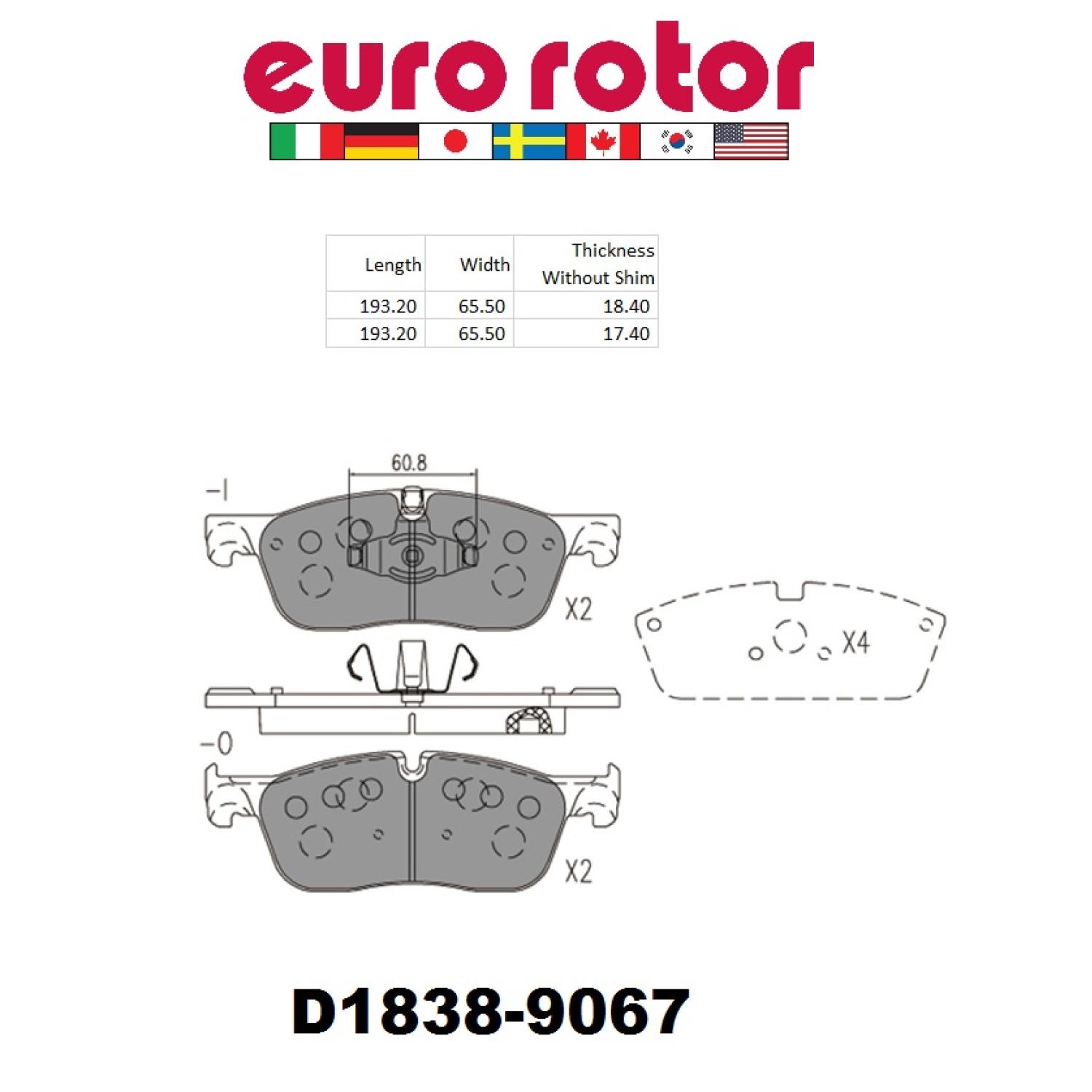 Eurorotor XD1838H Disc Brake Pad product image 1 of 1