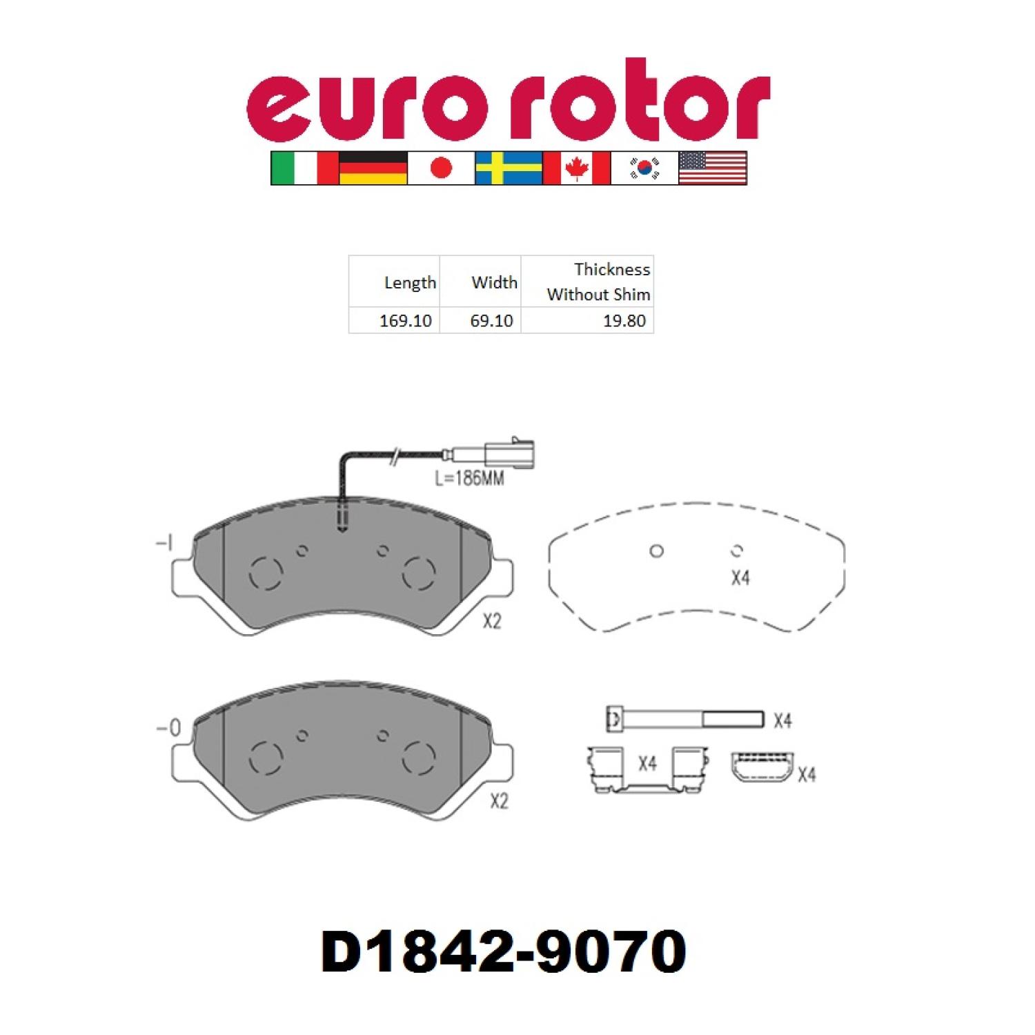 Eurorotor XD1842H Disc Brake Pad product image 1 of 1
