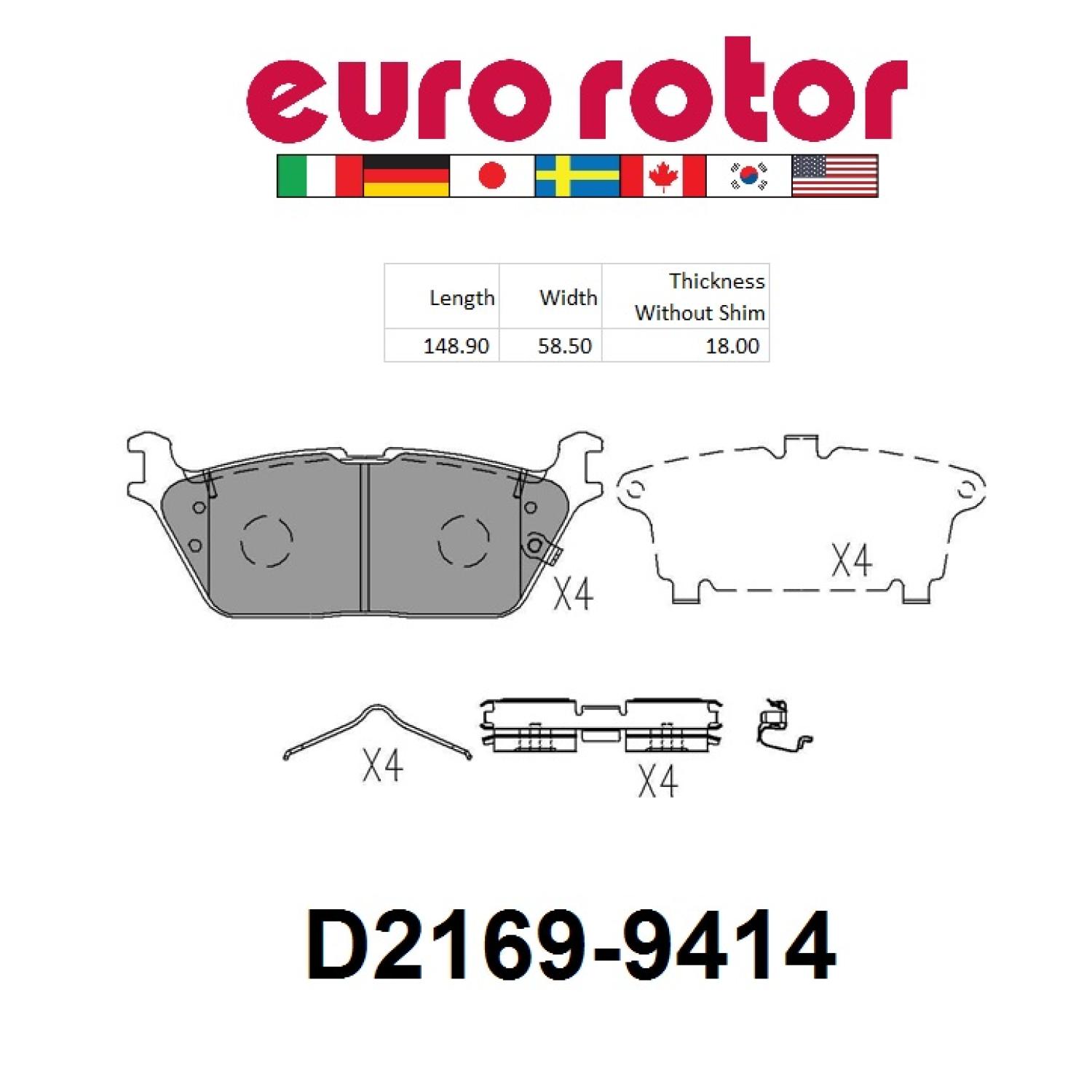 Eurorotor XD2169H Disc Brake Pad product image 1 of 1