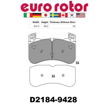 2022 Land Rover Range Rover Disc Brake Pad Front Eurorotor XD2184 image 1 of 1