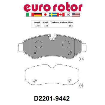 2021 Freightliner Sprinter 2500 Disc Brake Pad Rear Eurorotor XD2201 image 1 of 1