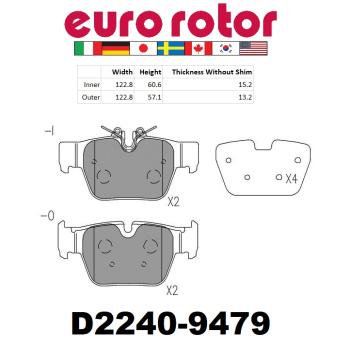 2023 Mini Cooper Countryman Disc Brake Pad Rear Eurorotor XD2240 image 1 of 1