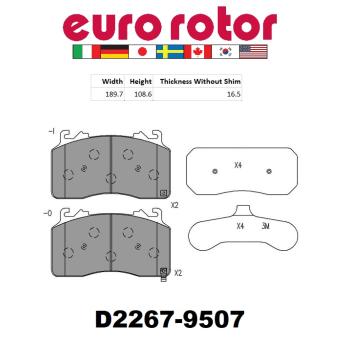 2022 Ford Mustang Disc Brake Pad Front Eurorotor XD2267 image 1 of 1