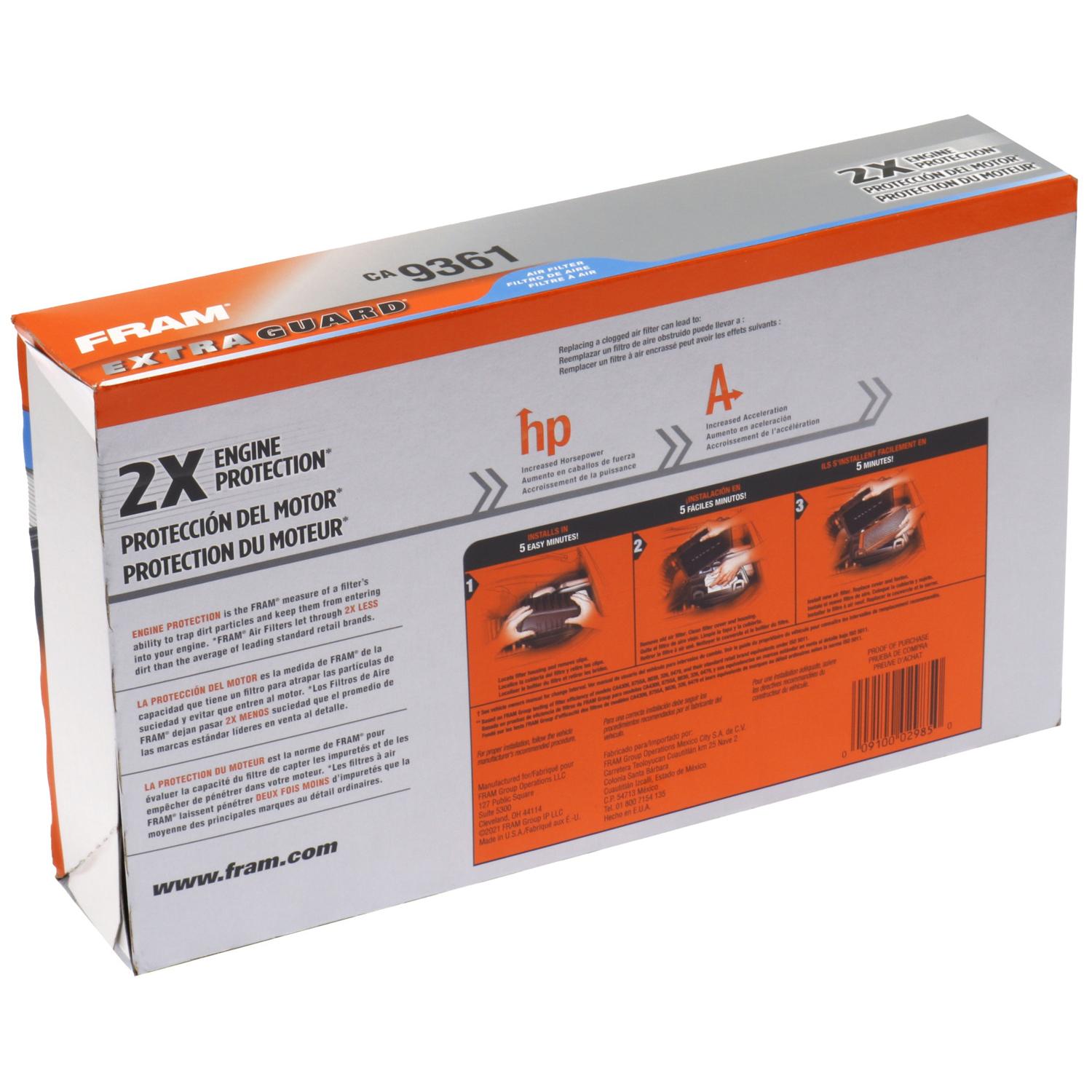 Fram CA9361 - Air Filter Fram CA9361 Air Filter product image 5 of 7